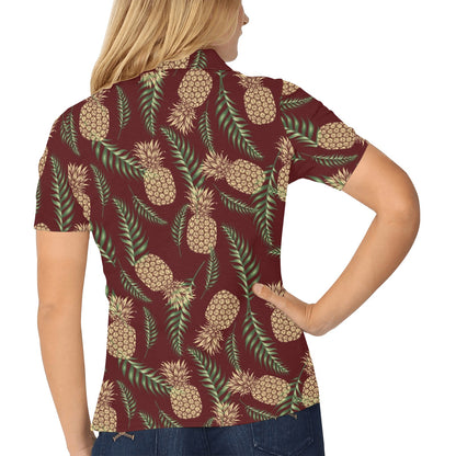 Pineapple Pattern Print Design PP013 Women's Polo Shirt
