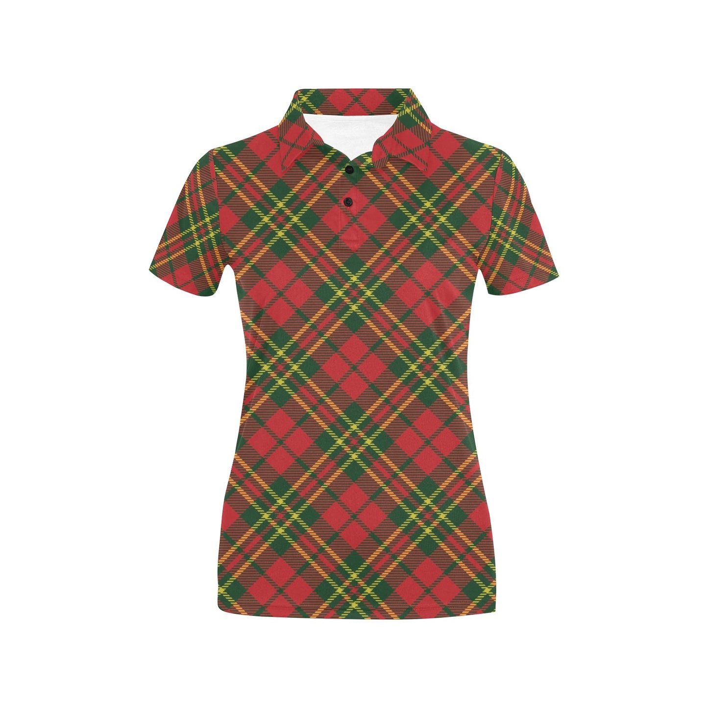 Plaid Holiday Pattern Print Design A01 Women's Polo Shirt