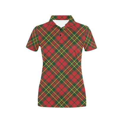 Plaid Holiday Pattern Print Design A01 Women's Polo Shirt