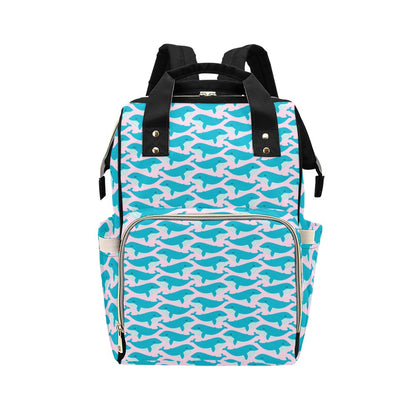 Whale Print Design LKS302 Diaper Bag Backpack