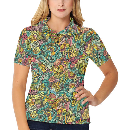 Hippie Print Design LKS302 Women's Polo Shirt