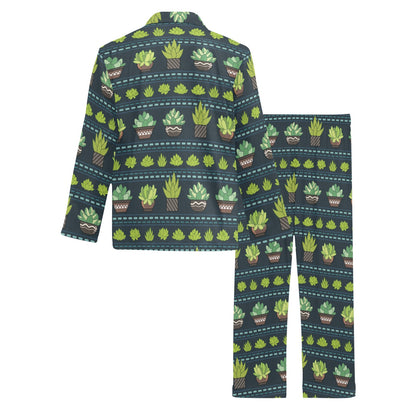 Cactus Pattern Print Design 07 Men's Long Pajama Set