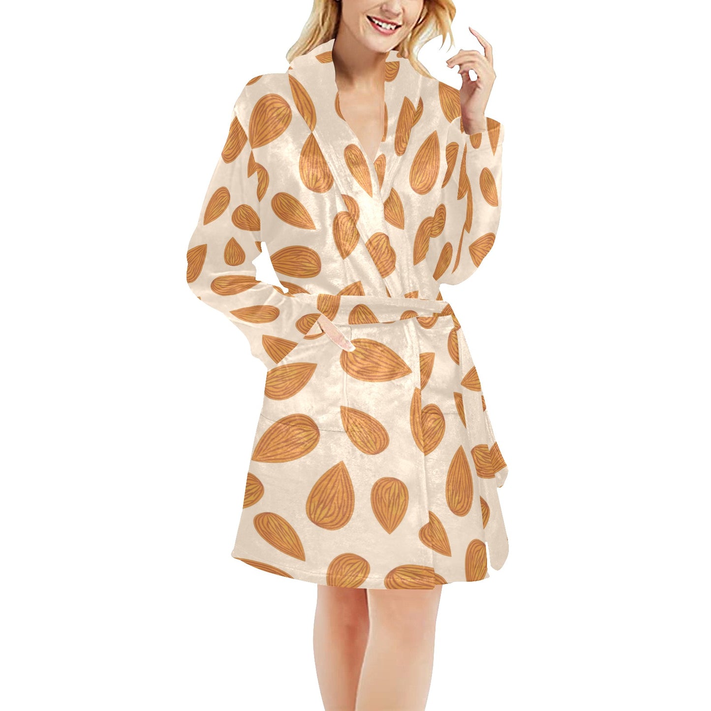 Almond Pattern Print Design 03 Women's Fleece Robe