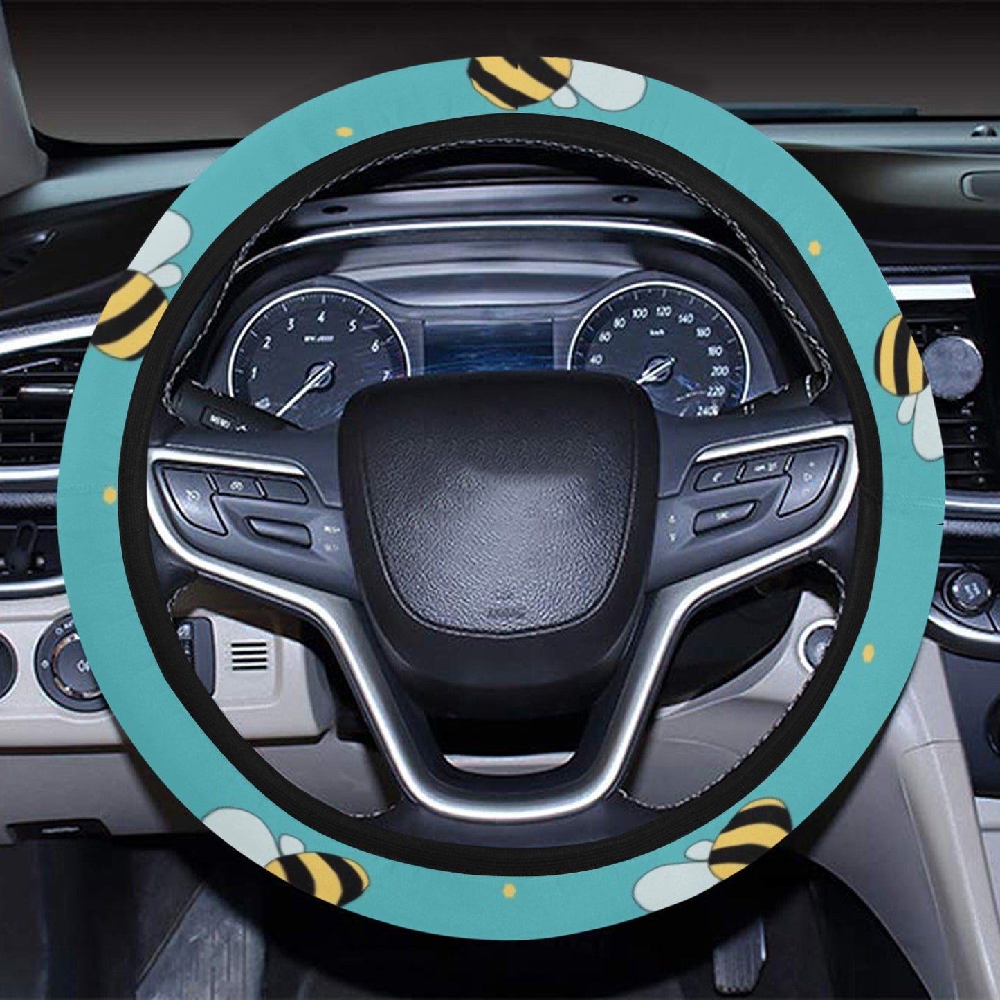 Bee With Dot Print Design LKS309 Steering Wheel Cover with Elastic Edge