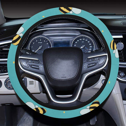 Bee With Dot Print Design LKS309 Steering Wheel Cover with Elastic Edge