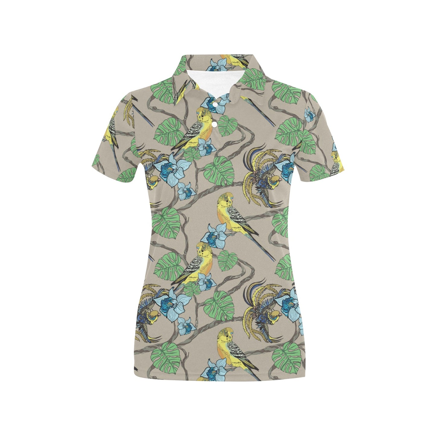 Parakeet Pattern Print Design A02 Women's Polo Shirt