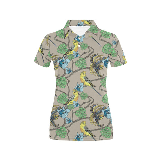 Parakeet Pattern Print Design A02 Women's Polo Shirt
