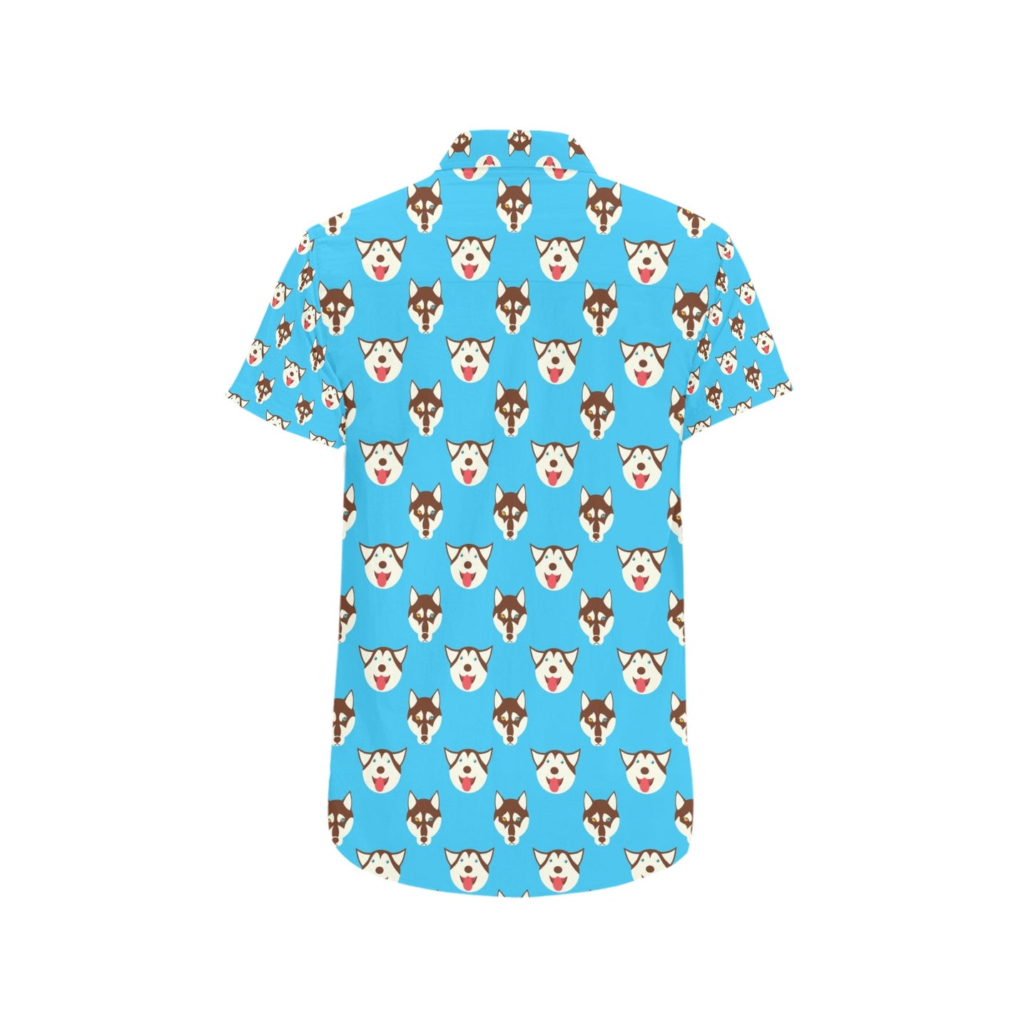 Siberian Huskies Print Design LKS306 Men Short Sleeve Button Up Shirt