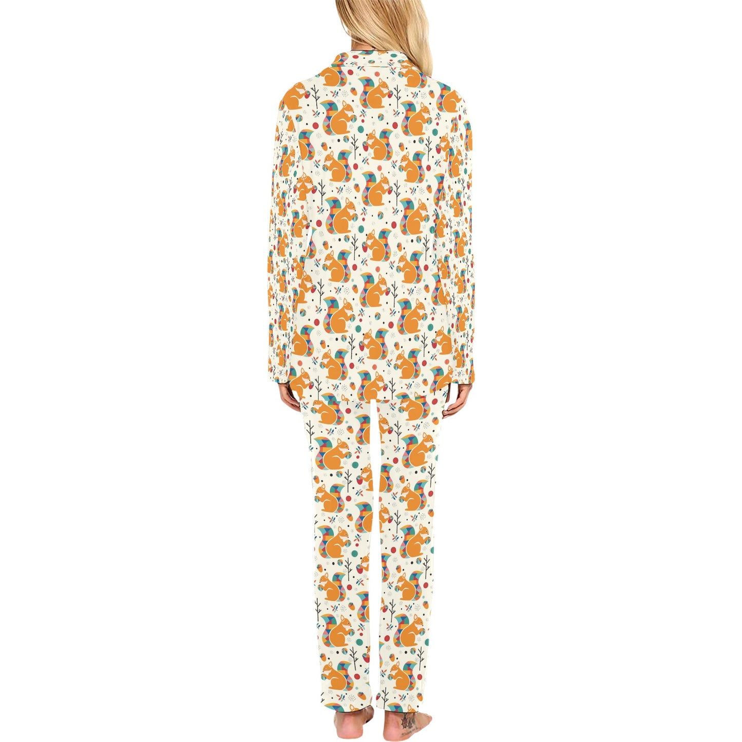 Squirrel Print Design LKS304 Women's Long Pajama Set