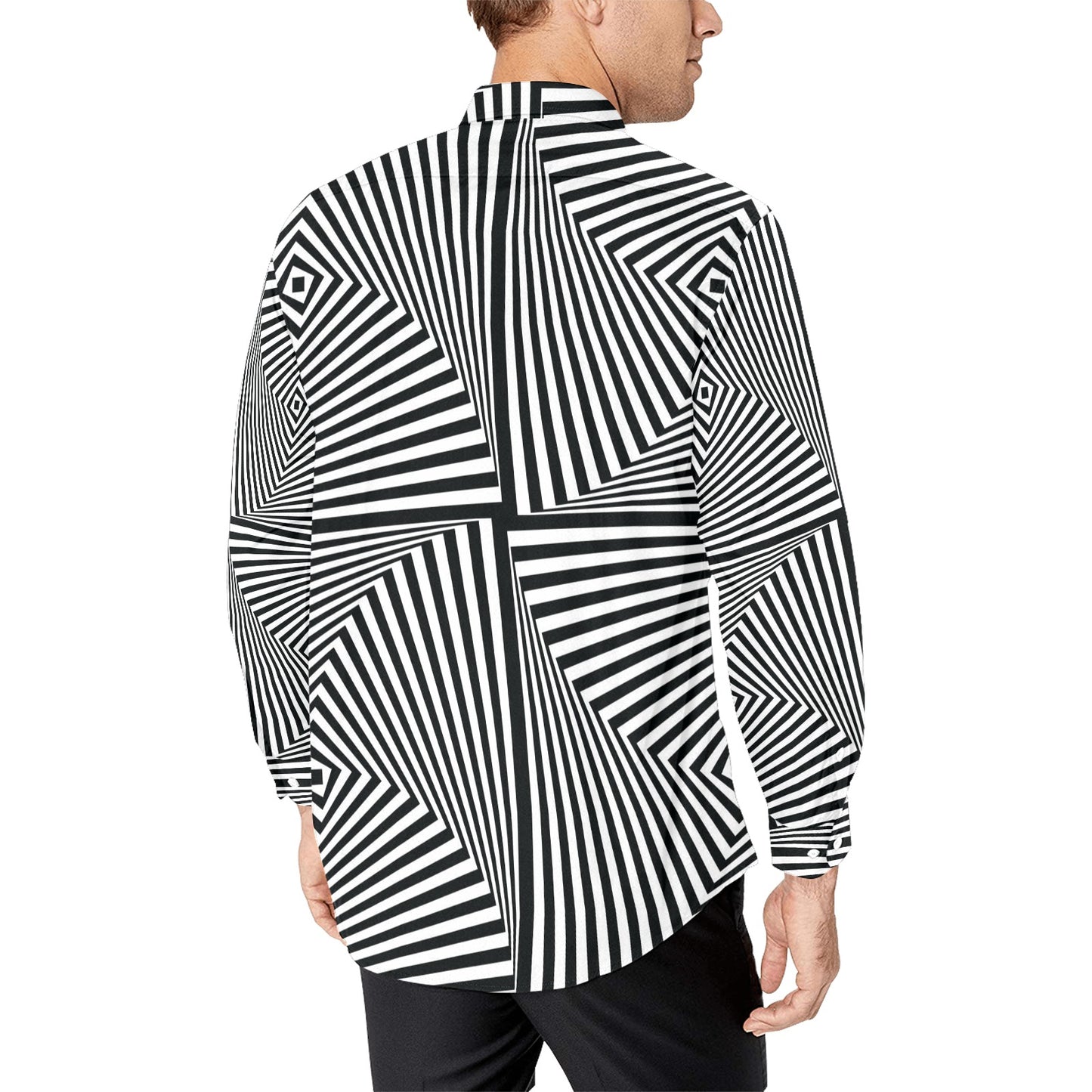 Vortex Print Design LKS302 Men's Long Sleeve Dress Shirt