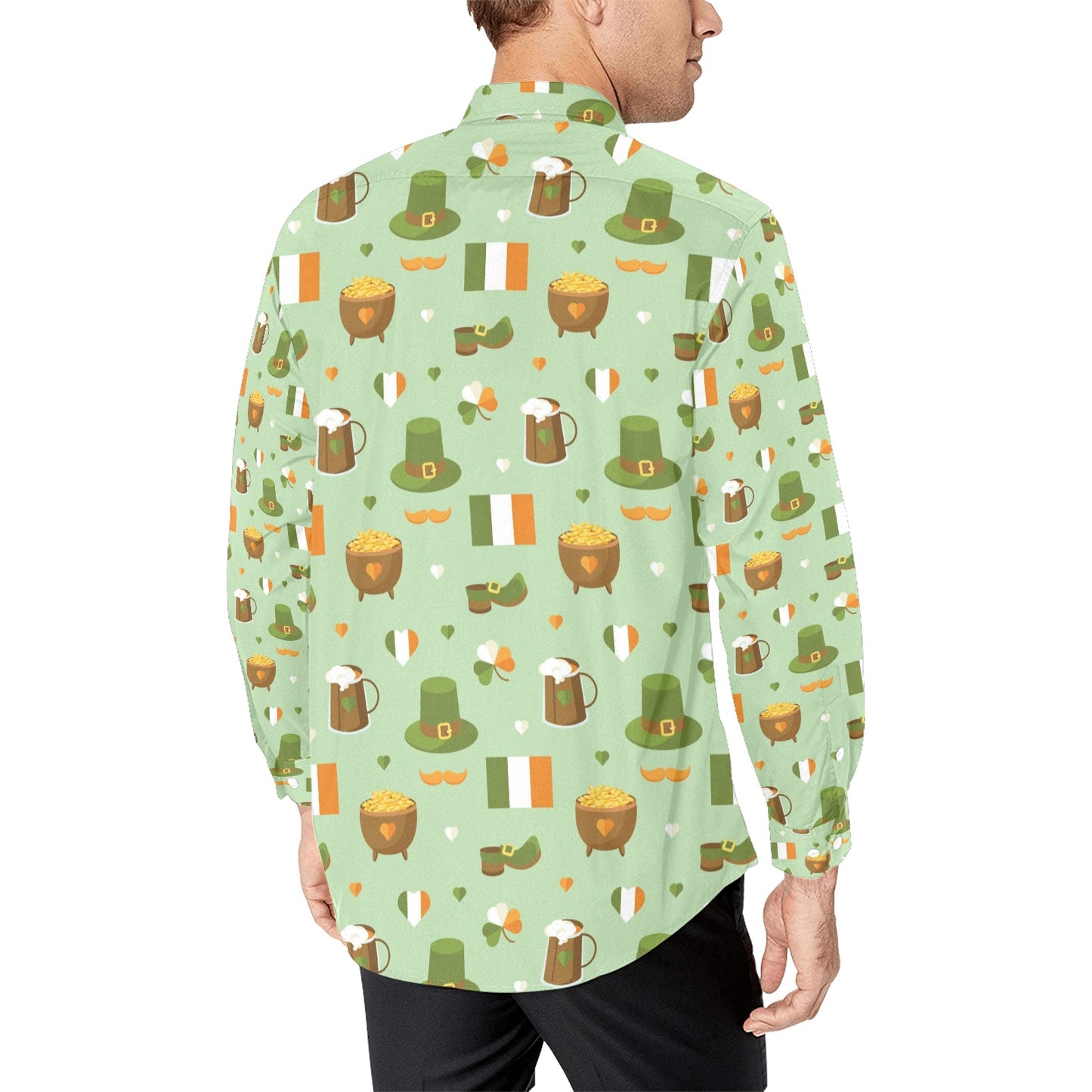 St Patricks Day Print Design LKS302 Men's Long Sleeve Dress Shirt