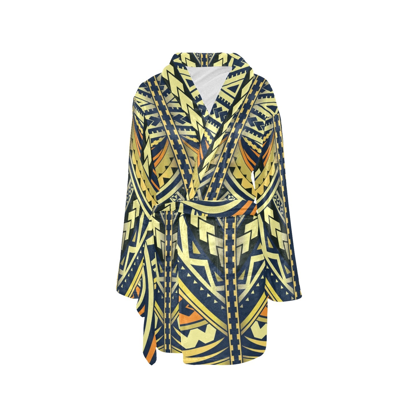 Polynesian Tattoo Print Women's Fleece Robe