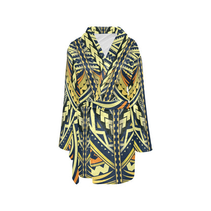Polynesian Tattoo Print Women's Fleece Robe