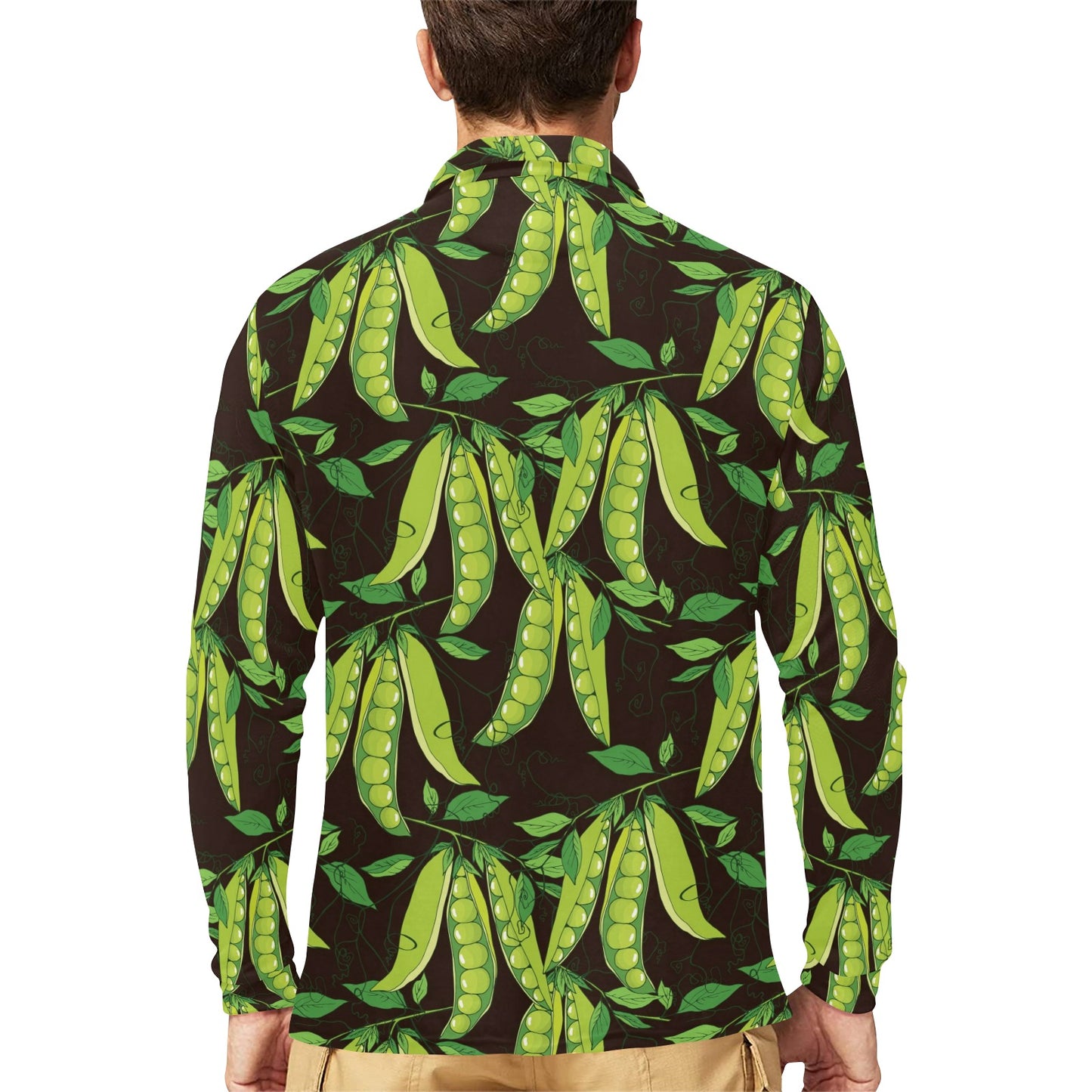 Peas Pattern Print Design A03 Long Sleeve Polo Shirt For Men's