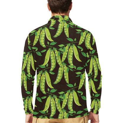 Peas Pattern Print Design A03 Long Sleeve Polo Shirt For Men's