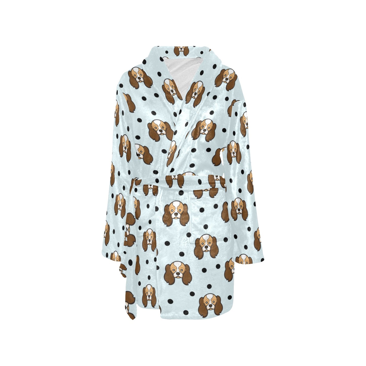 Cavalier King Charles Spaniels Pattern Print Design 02 Women's Fleece Robe