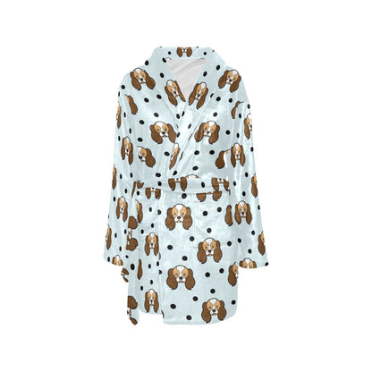 Cavalier King Charles Spaniels Pattern Print Design 02 Women's Fleece Robe