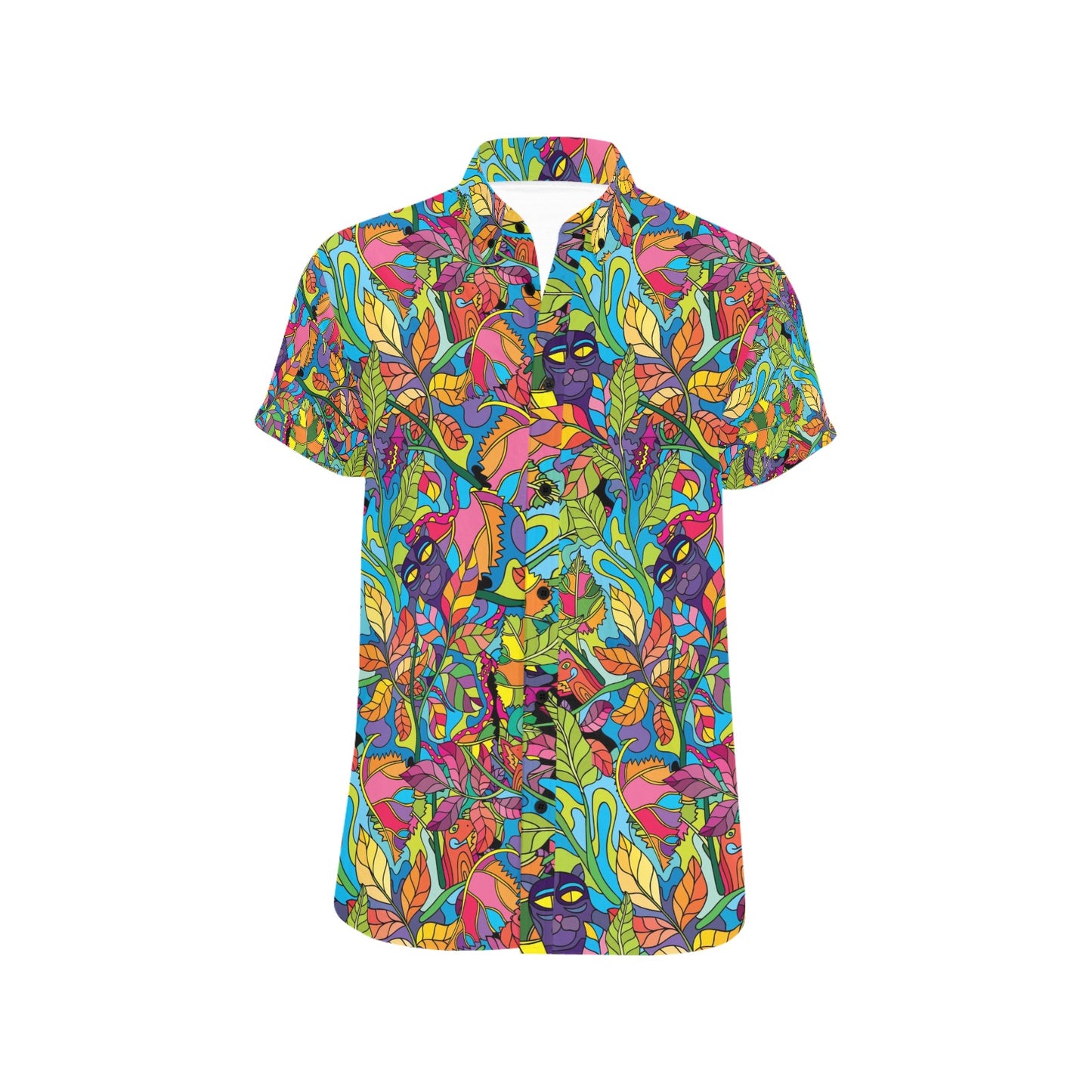 Trippy Print Design LKS301 Men Short Sleeve Button Up Shirt