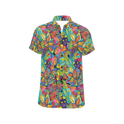 Trippy Print Design LKS301 Men Short Sleeve Button Up Shirt