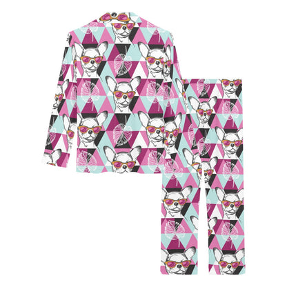 Chihuahua Cute Triangle Pattern Women's Long Pajama Set