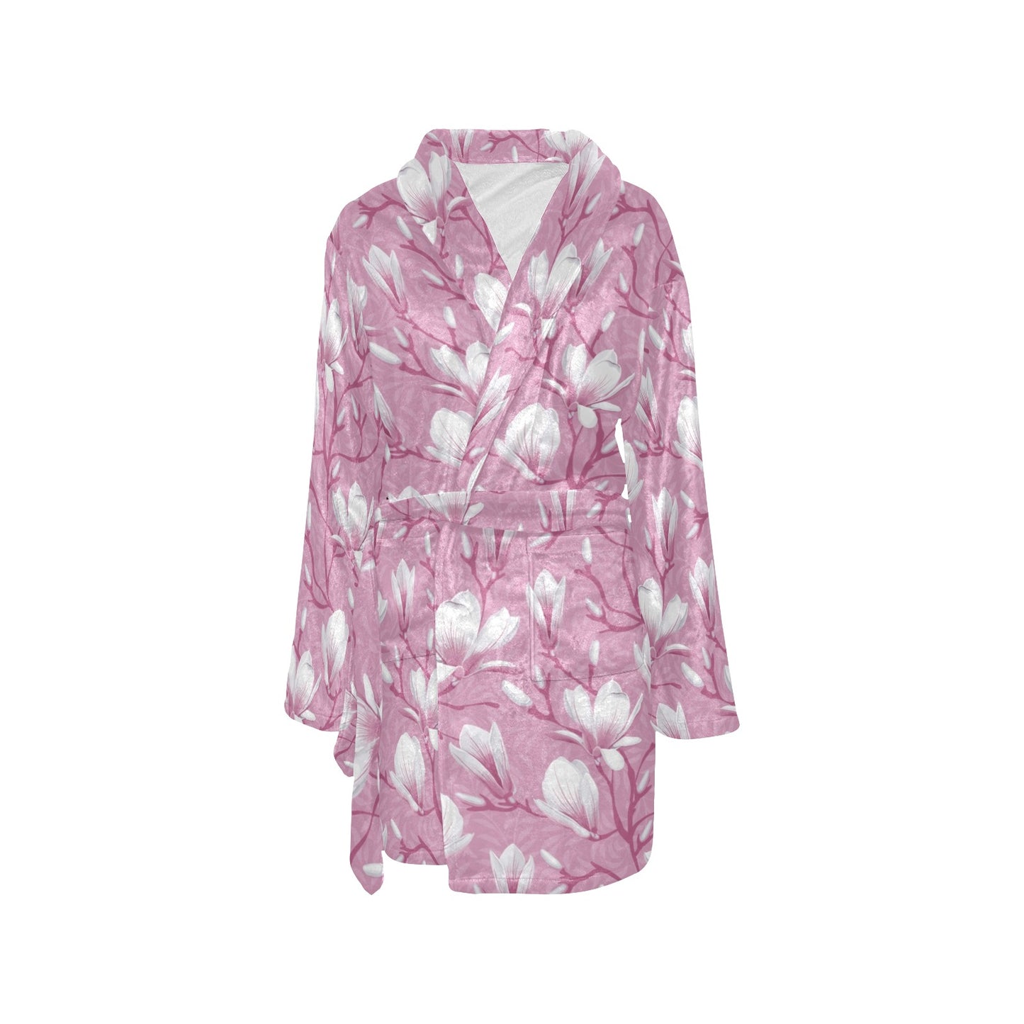 Magnolia Pattern Print Design MAG05 Women's Fleece Robe