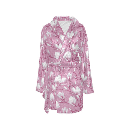 Magnolia Pattern Print Design MAG05 Women's Fleece Robe