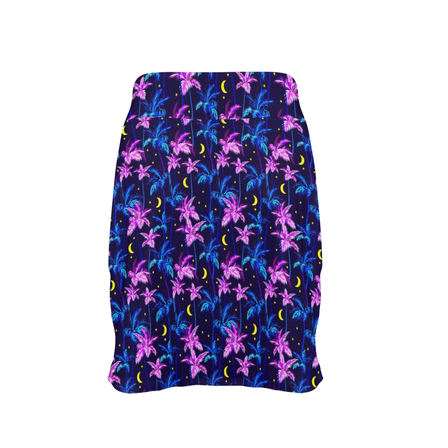 Palm Tree Night Scene Design Print 17" Golf & Pickleball Skort with Pockets