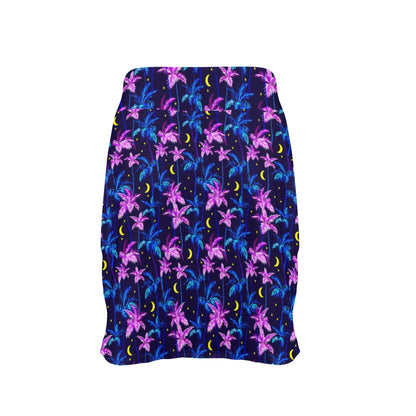 Palm Tree Night Scene Design Print 17" Golf & Pickleball Skort with Pockets