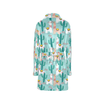 Llama Cactus Pattern Print Design 08 Women's Fleece Robe