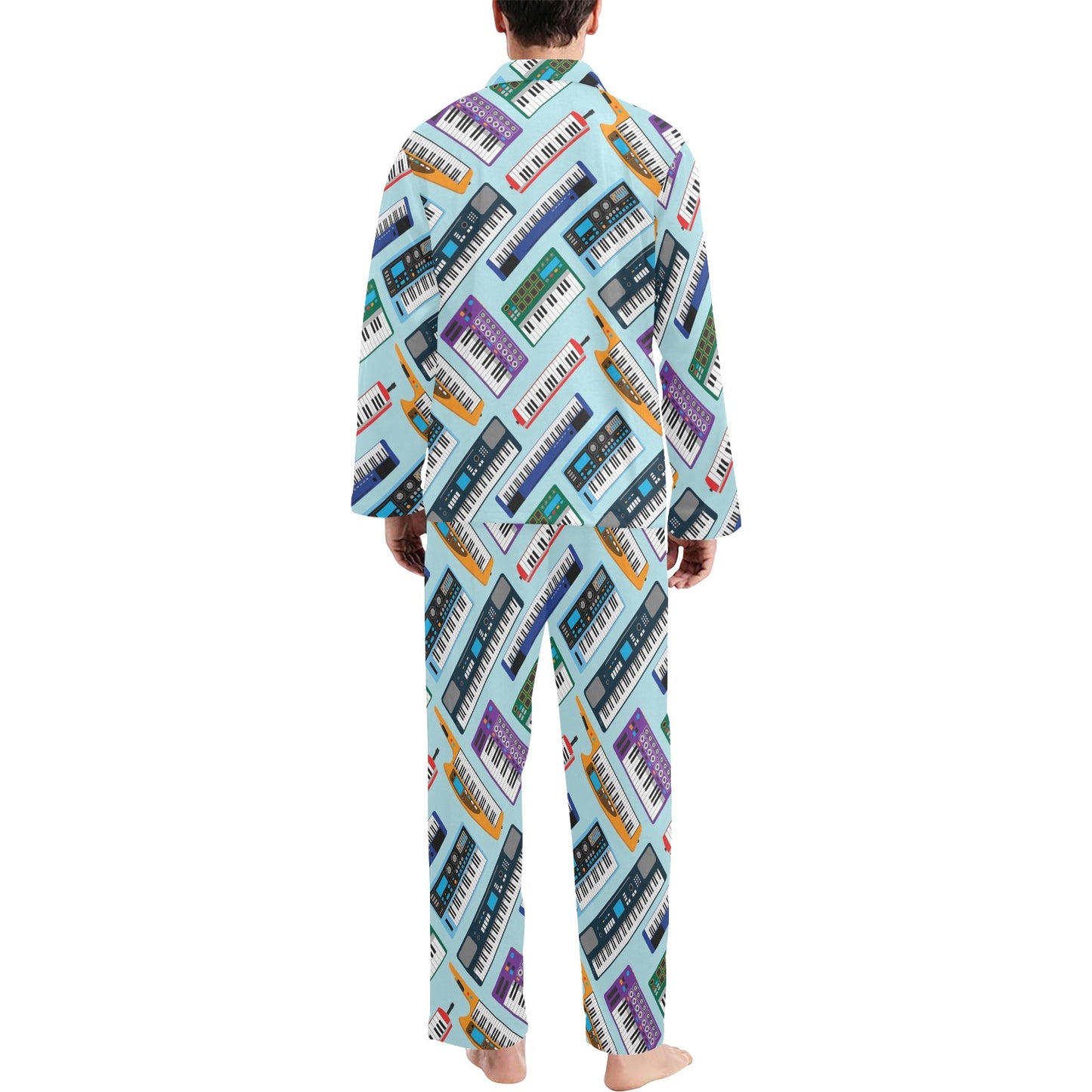 Synthesizer Pattern Print Design 02 Men's Long Pajama Set