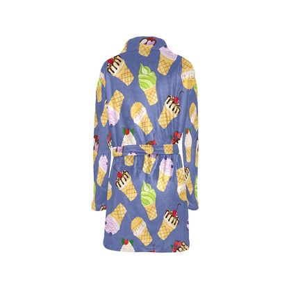 Ice Cream Pattern Print Design IC03 Women's Fleece Robe