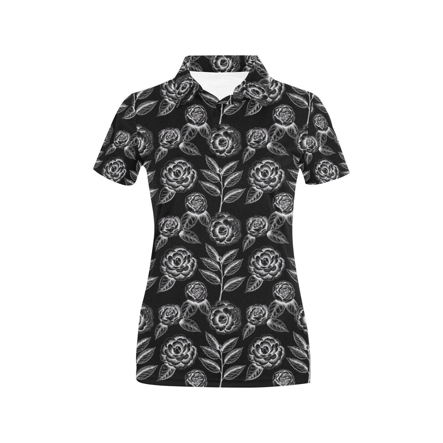 Camellia Pattern Print Design 02 Women's Polo Shirt