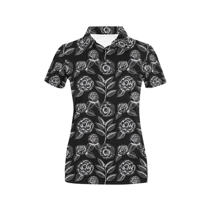Camellia Pattern Print Design 02 Women's Polo Shirt