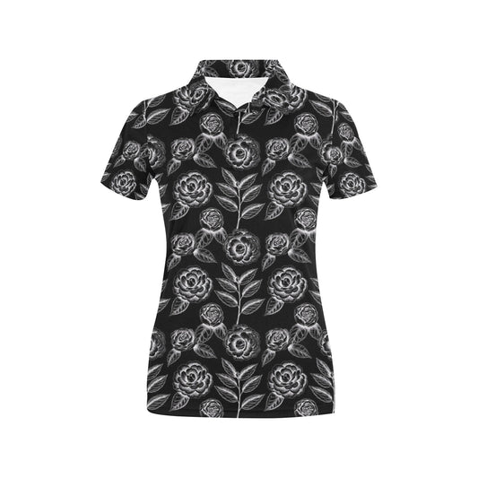 Camellia Pattern Print Design 02 Women's Polo Shirt