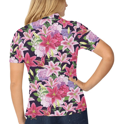 Lily Pattern Print Design LY017 Women's Polo Shirt