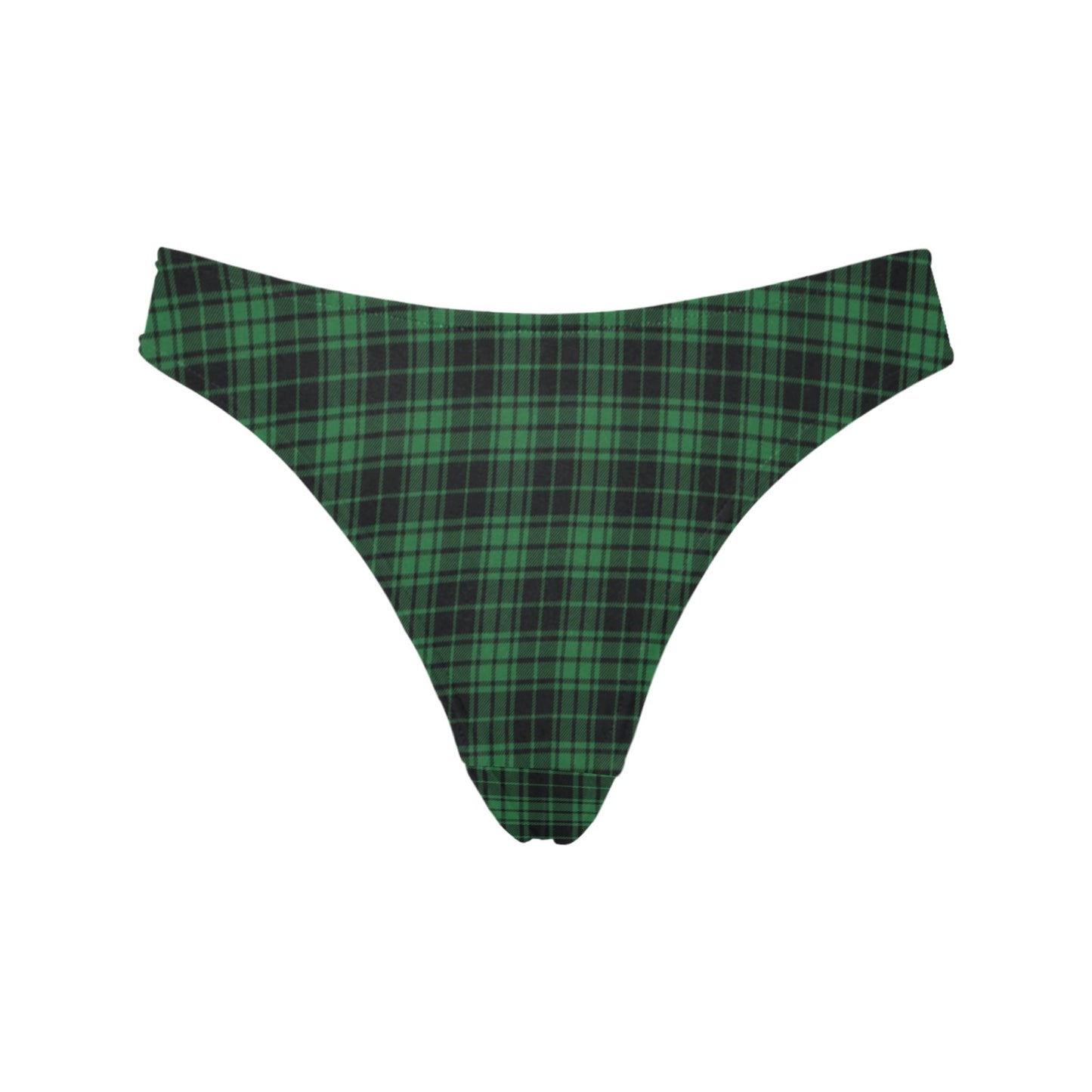Green Tartan Plaid Pattern Women's Thongs