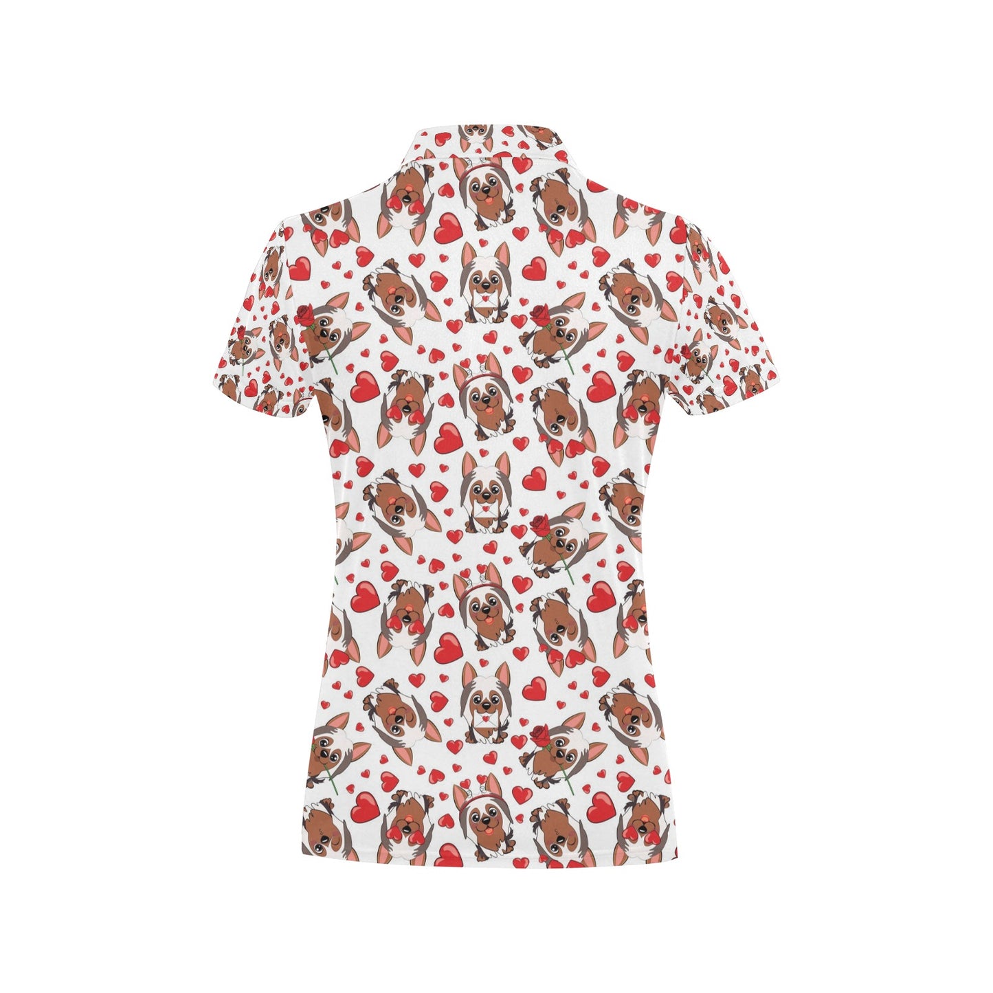 Silky Terriers Heart Print Design LKS302 Women's Polo Shirt