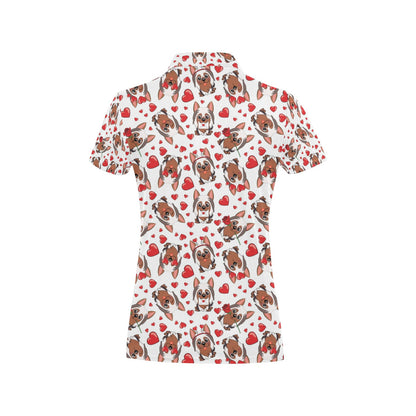 Silky Terriers Heart Print Design LKS302 Women's Polo Shirt