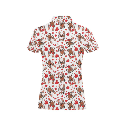Silky Terriers Heart Print Design LKS302 Women's Polo Shirt