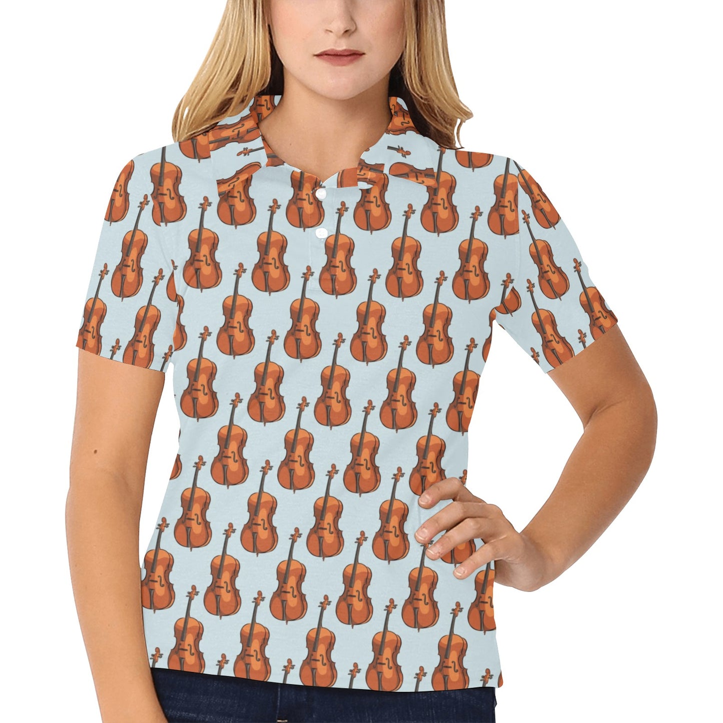 Violin Print Design LKS406 Women's Polo Shirt