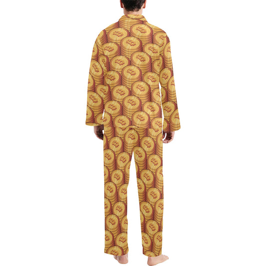 Bitcoin Pattern Print Design 02 Men's Long Pajama Set