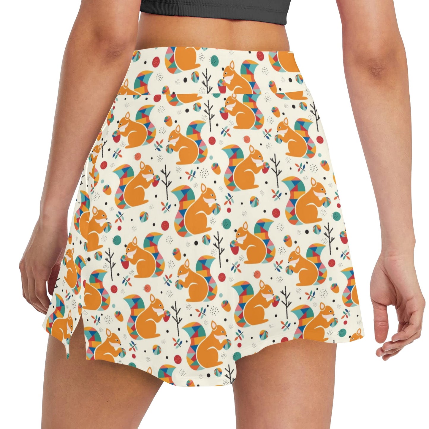 Squirrel Print Design LKS304 17" Golf & Pickleball Skort with Pockets