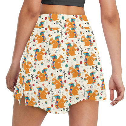Squirrel Print Design LKS304 17" Golf & Pickleball Skort with Pockets