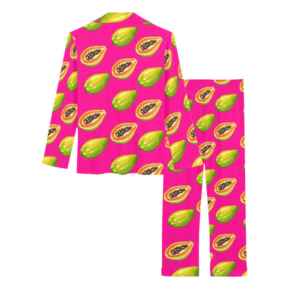 Papaya Pattern Print Design PP02 Women's Long Pajama Set