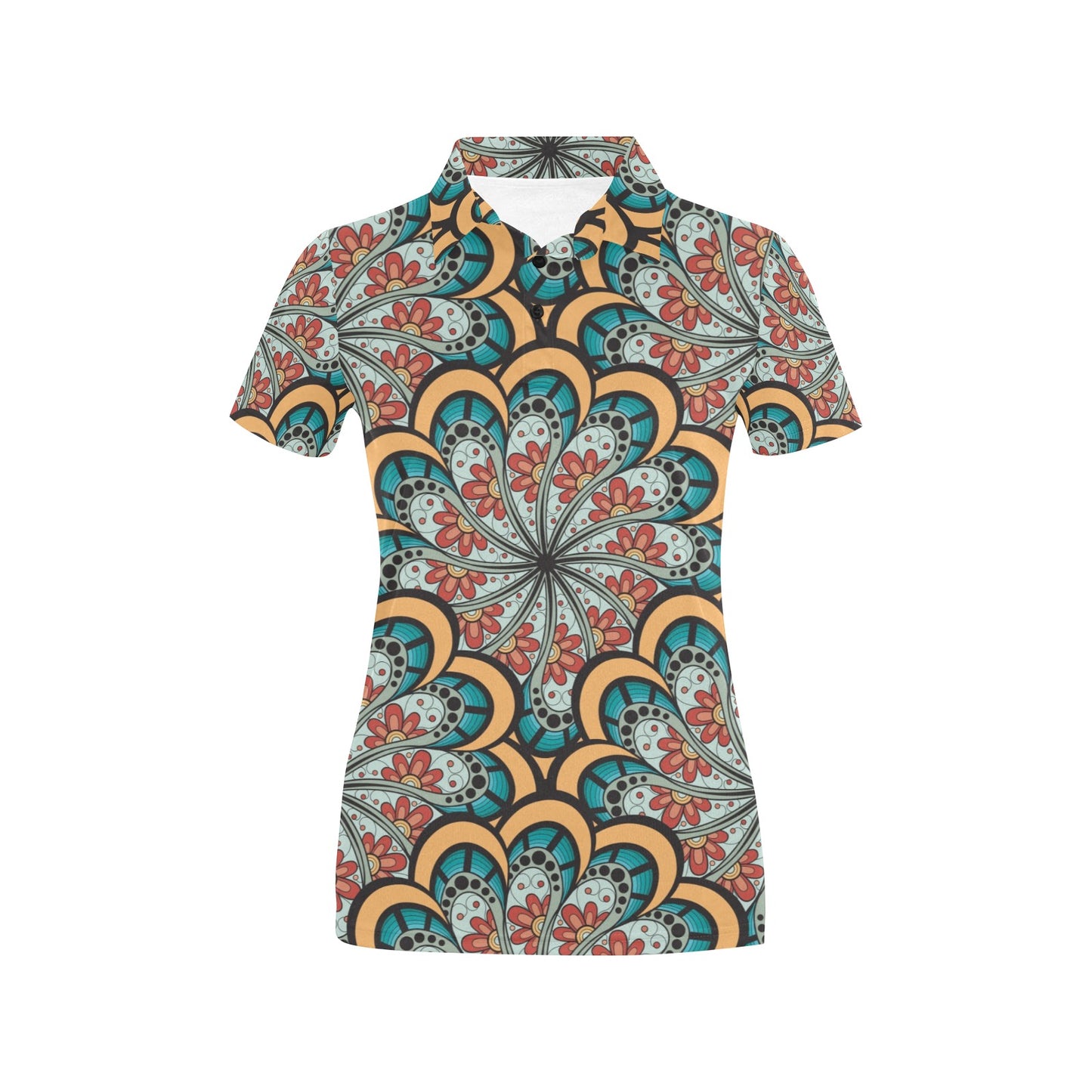 Mandala Pattern Print Design 01 Women's Polo Shirt