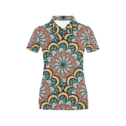Mandala Pattern Print Design 01 Women's Polo Shirt