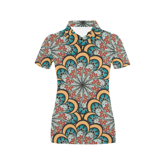 Mandala Pattern Print Design 01 Women's Polo Shirt