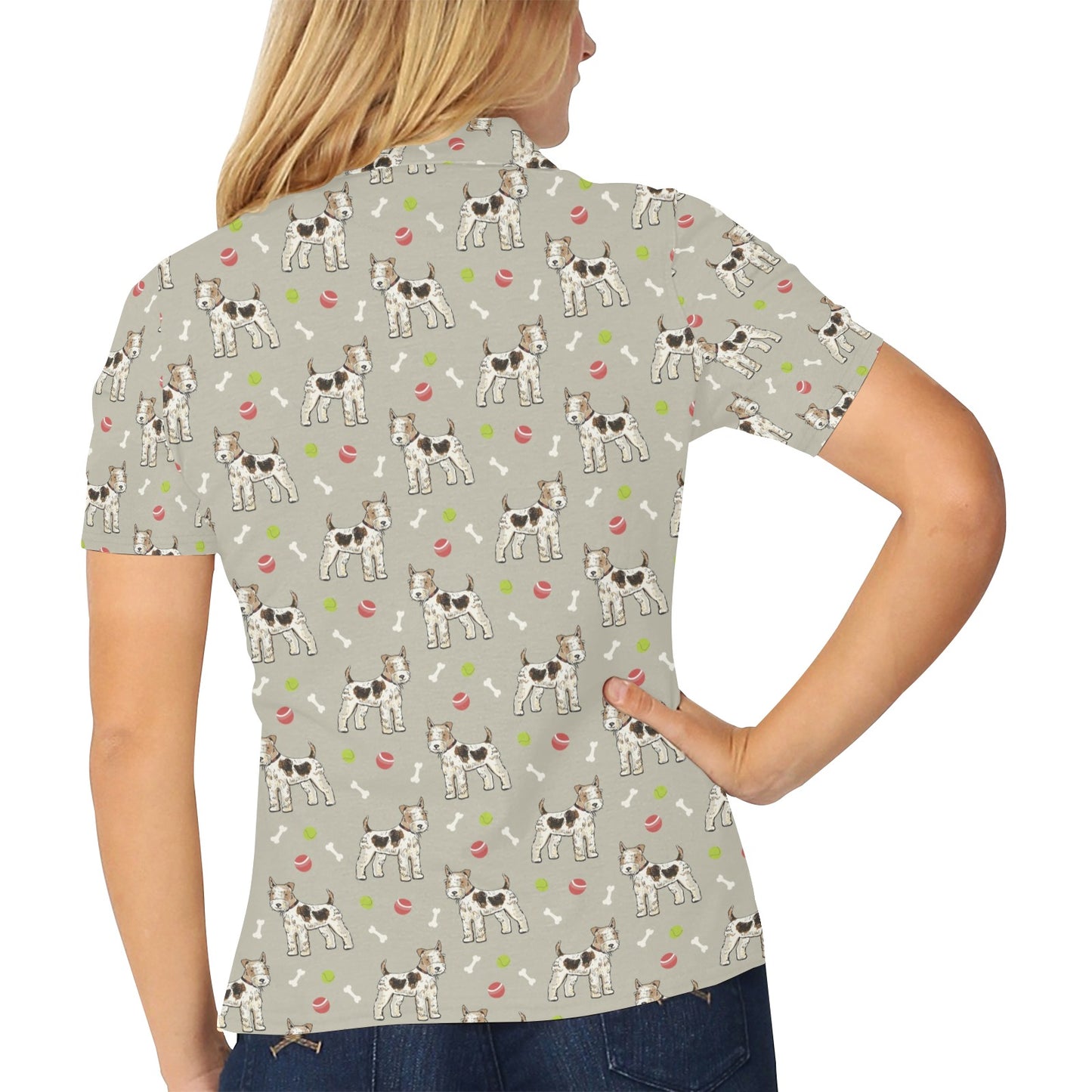 Toy Fox Terriers Print Design LKS301 Women's Polo Shirt