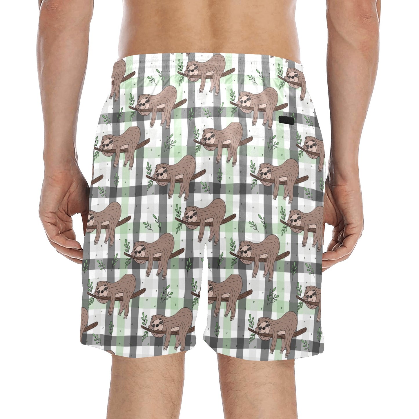 Sloth Print Design LKS301 Men's Swim Trunks Beach Shorts