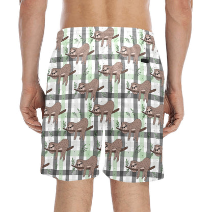 Sloth Print Design LKS301 Men's Swim Trunks Beach Shorts